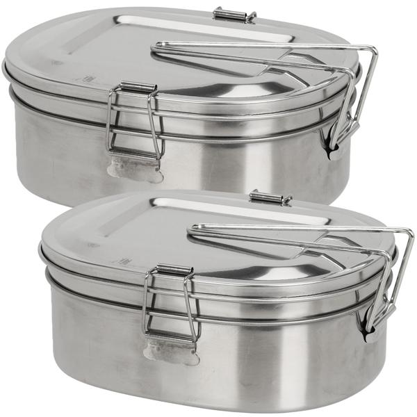 2er-Set Edelstahl Lunchbox – Hygienisch, robust & geruchsneutral für Arbeit, Schule & Picknick – Inkl. Deckel & Haltegriff – 180x140x75mm