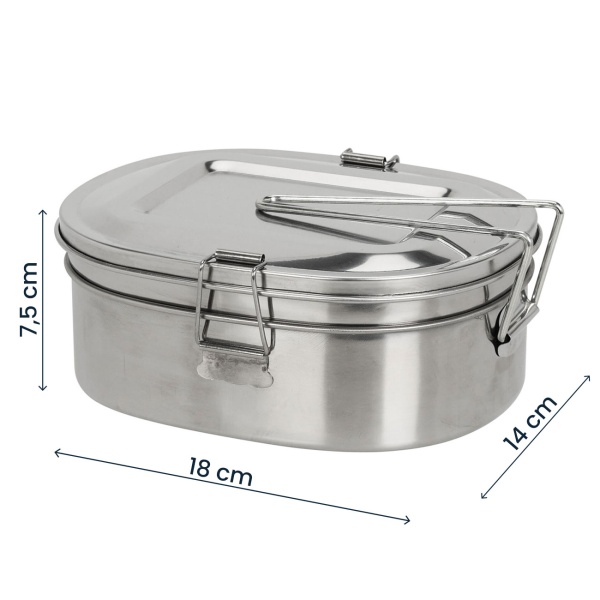 2er-Set Edelstahl Lunchbox – Hygienisch, robust & geruchsneutral für Arbeit, Schule & Picknick – Inkl. Deckel & Haltegriff – 180x140x75mm
