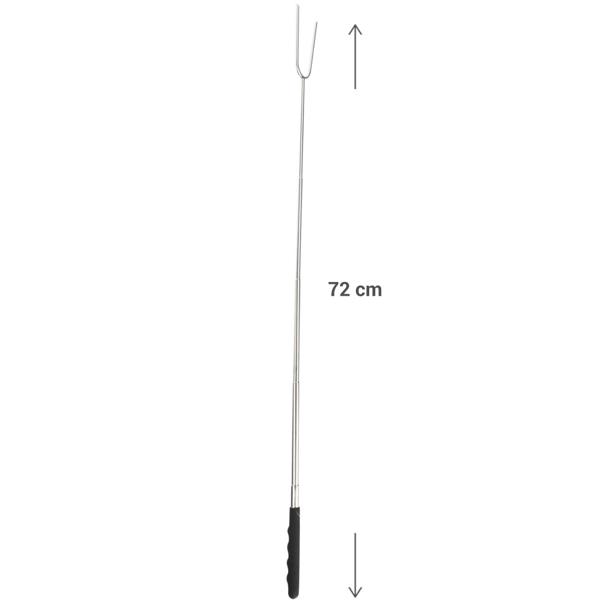 Grillgabel mit Teleskopgriff - Schutz vor Hitze & Glut, ideal für Würstchen, Steaks, Marshmallows - Edelstahl, 72 cm ausziehbar, 52g