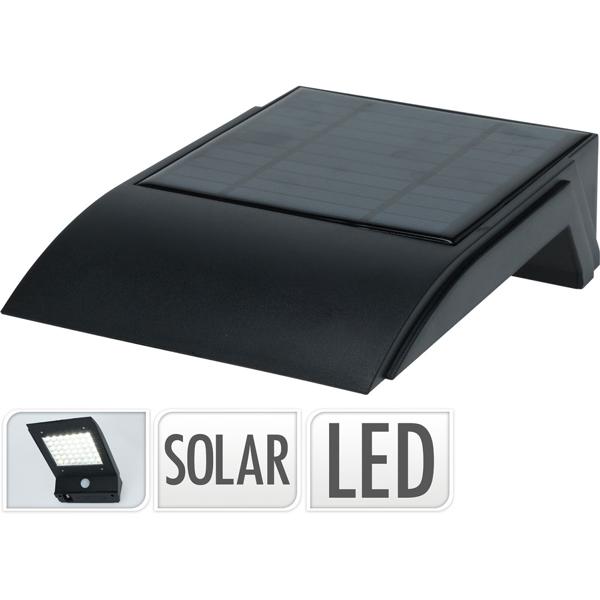 Solar-LED-Wandleuchte für Aussenbereiche - PIR-Bewegungssensor, 50 Lumen, schwarz - ideal für Hauseingänge, Gärten, Terrassen - Kabellose Installation