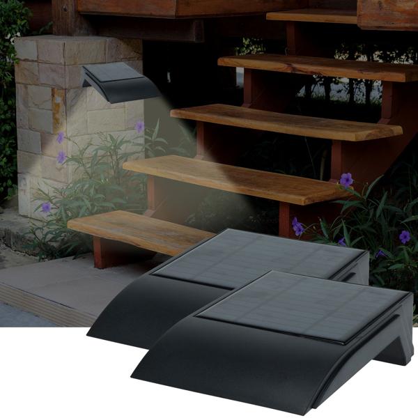 2er-Set Solar-LED-Wandleuchte für Aussenbereiche - PIR-Bewegungssensor, 50 Lumen, schwarz-für Hauseingänge, Gärten, Terrassen - Kabellose Installation