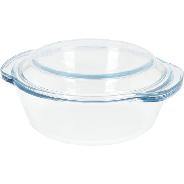 2er-Set Glas Auflaufform mit Deckel, rund, 1000 ml & 1700 ml