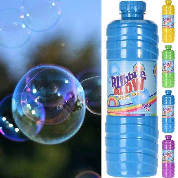 Seifenblasenflüssigkeit zum Nachfüllen - 1 Liter gebrauchsfertige Lösung für schillernde, formstabile Blasen - passend für Seifenblasenmaschinen & -kanonen
