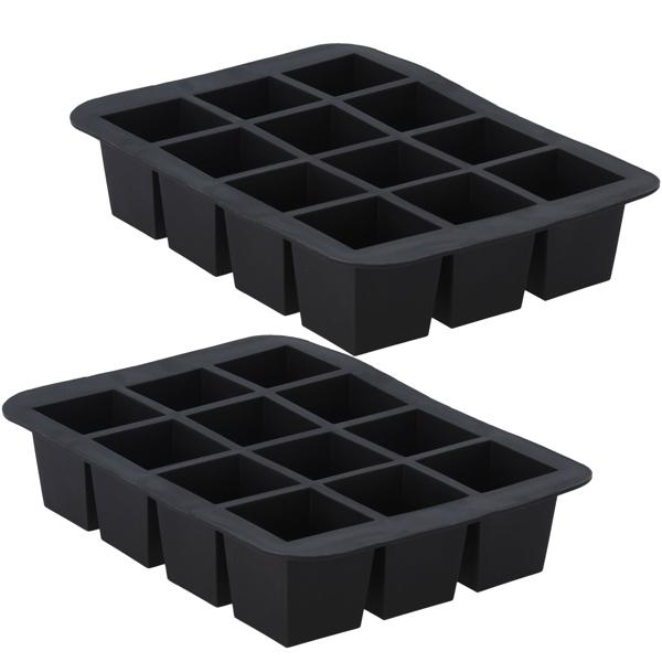 2er-Set Flexible Eiswürfelform - für 12 XL-Eiswürfel Whisky & Cocktails - kälteresistenter Kunststoff, 19x14x4 cm - ideal für Fruchteis