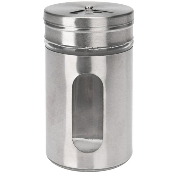 24er-Spar Set Stilvolle Gewürzstreuer mit Sichtfenster, Edelstahl, 94 ml, 3 Lochgrössen, ideal für Gewürze, Salze und Kräuter