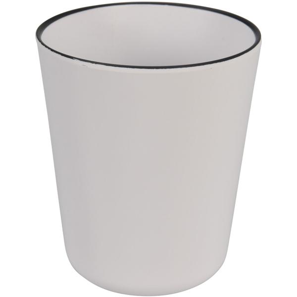 Melamin-Becher - bruchunempfindlich, spülmaschinengeeignet & lebensmittelecht - Ø 9 cm weiss mit schwarzem Rand - ideal für Familien, Camping & Wohnmobil