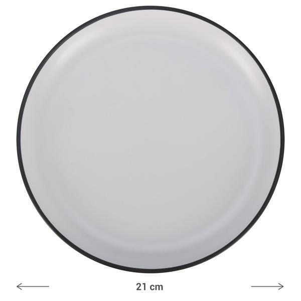 Melamin-Teller Ø 21 cm - Bruchfest & lebensmittelecht - Modernes Design weiss/schwarz - Ideal für Familien, Camping & Urlaub - Spülmaschinenfest bis 70°C