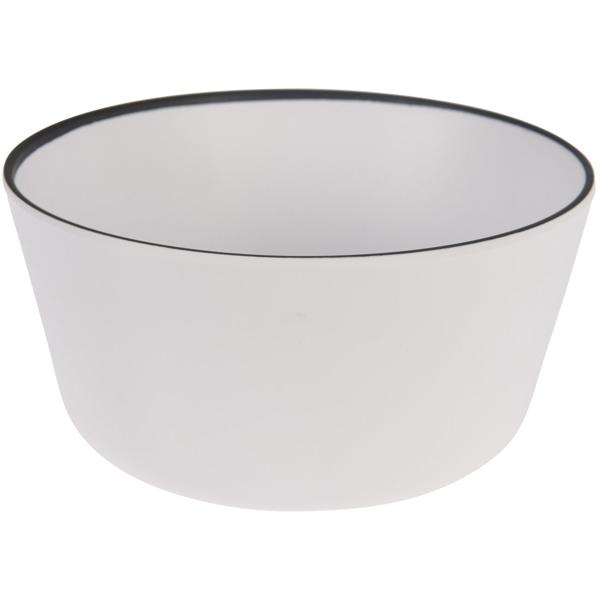 Stilvolle, leichte Melamin-Schüssel, reinweiss & edler, schwarzer Kontrast, 10x5,5cm. Bruchfest & spülmaschinenfest für jede Gelegenheit