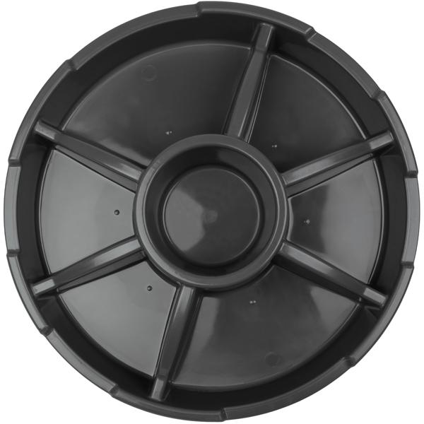 Servierschale 6 Fächer mit Deckel Ø 33 cm - Snacktray für Chips, Snacks, Fingerfood - Robust, leicht, transparent - Schutz vor Staub, Insekten