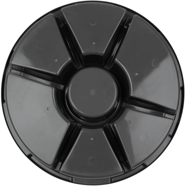 Servierschale 6 Fächer mit Deckel Ø 33 cm - Snacktray für Chips, Snacks, Fingerfood - Robust, leicht, transparent - Schutz vor Staub, Insekten