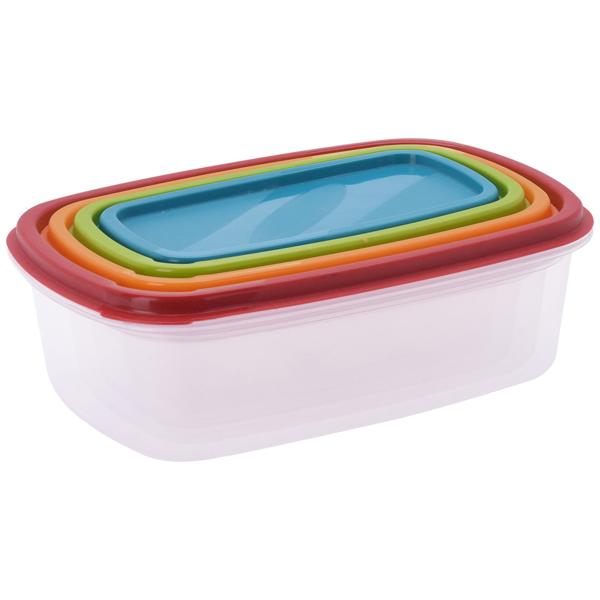4er-Set Vorratsbehälter für Lebensmittel mit bunten Deckeln, stapelbar, Frischhaltedosen in 4 Grössen und Farben, spülmaschinenfest 