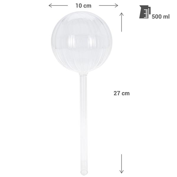 Glas Bewässerungskugeln, 2er-Set, 500 & 260ml, Transparent – Selbstbewässerung für Zimmerpflanzen, einfache Pflege