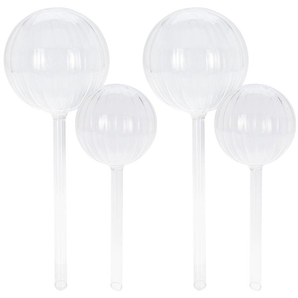 Glas Bewässerungskugeln, 4er-Set, 500 & 260ml, Transparent – Selbstbewässerung für Zimmerpflanzen, einfache Pflege