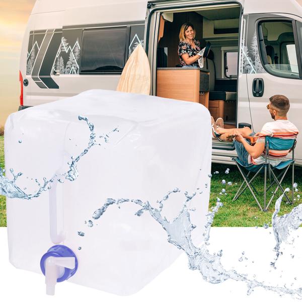 Faltbarer Wasserkanister 10 Liter - Mit Hahn & Tragegriff - Ideal für Camping, Hunde & Reisen - Robust, platzsparend, transparent Kunststoff