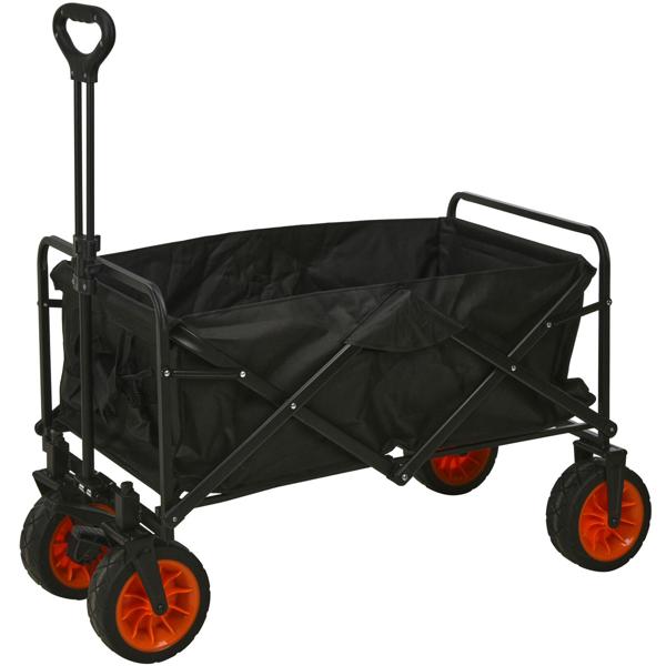 Faltbarer Bollerwagen bis 80kg, schwarz-rot – Robuster Transportwagen mit schwenkbaren Rädern, zusammenklappbar für Ausflüge & Garten