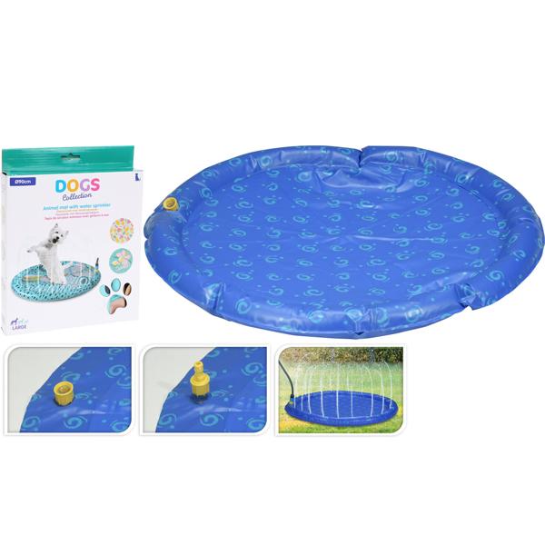 2er-Set Wassermatte für Hunde - Ø 90 cm Sprühmatte zur Abkühlung an Sommertagen - Robuster Polyvinyl Anschluss Gartenschlauch - beugt Überhitzung vor