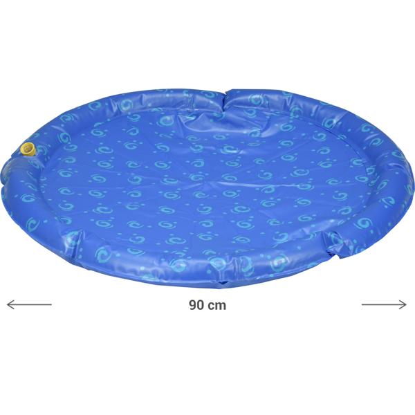 2er-Set Wassermatte für Hunde - Ø 90 cm Sprühmatte zur Abkühlung an Sommertagen - Robuster Polyvinyl Anschluss Gartenschlauch - beugt Überhitzung vor