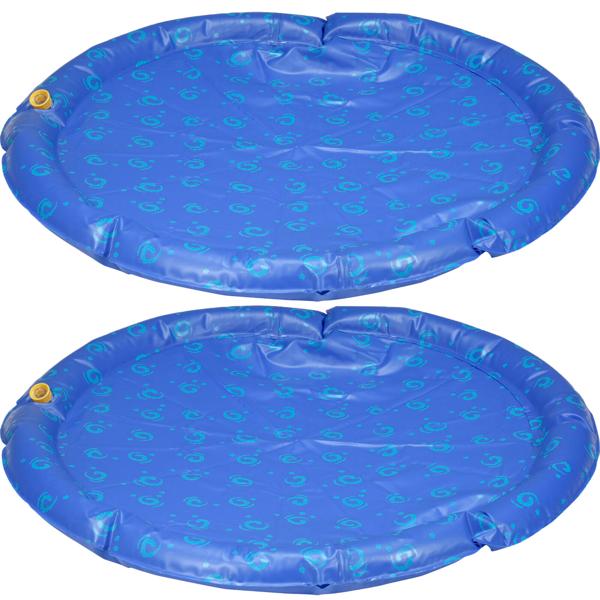 2er-Set Wassermatte für Hunde - Ø 90 cm Sprühmatte zur Abkühlung an Sommertagen - Robuster Polyvinyl Anschluss Gartenschlauch - beugt Überhitzung vor