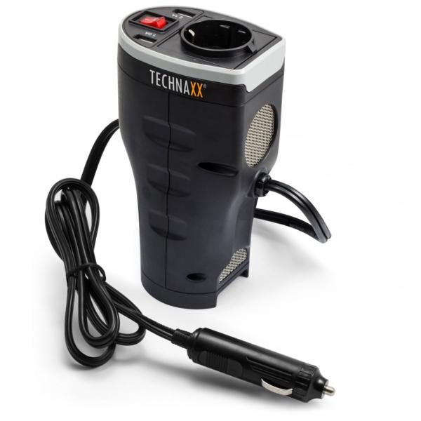 Kfz-Spannungswandler 200W/400W Spitze - Lädt & betreibt Geräte im Auto (12V auf 230V) - Mit 230V-Steckdose, 2x USB, Lüfter & Schutz