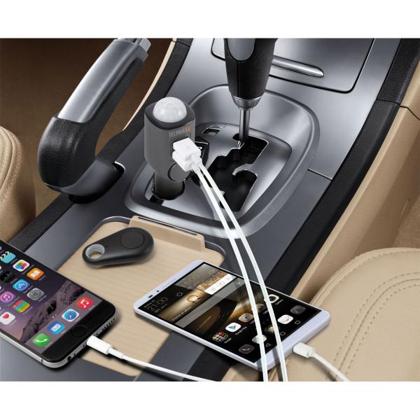 Universal Autoalarm - 110 dB Sirene & Bewegungssensor für PKW/Van Diebstahlschutz - 12-24V Zigarettenanzünder-Akku, inkl. Fernbedienung, LED