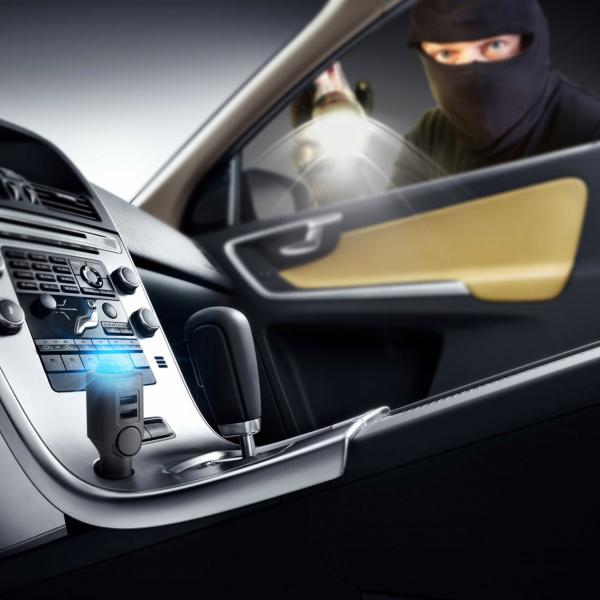 Universal Autoalarm - 110 dB Sirene & Bewegungssensor für PKW/Van Diebstahlschutz - 12-24V Zigarettenanzünder-Akku, inkl. Fernbedienung, LED