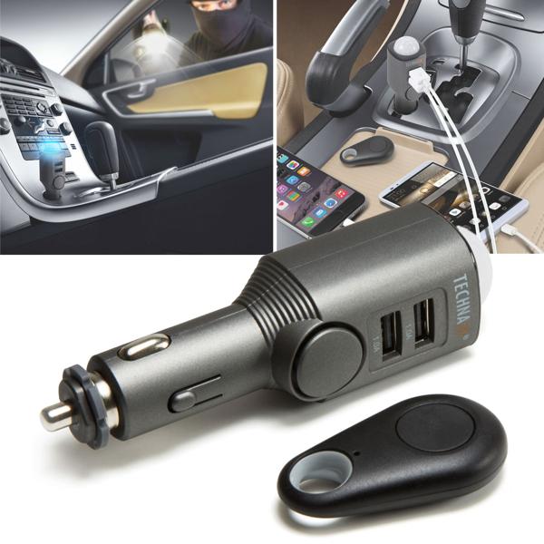 Universal Autoalarm - 110 dB Sirene & Bewegungssensor für PKW/Van Diebstahlschutz - 12-24V Zigarettenanzünder-Akku, inkl. Fernbedienung, LED