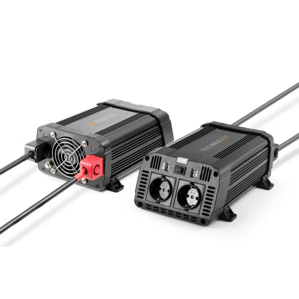 12V auf 230V Wechselrichter, 2x USB-A (3,1A gesamt) – Hochwertiger Spannungswandler, robuste Stromversorgung für unterwegs