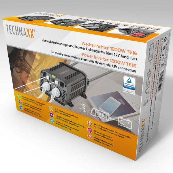12V auf 230V Wechselrichter, 2x USB-A (3,1A gesamt) – Hochwertiger Spannungswandler, robuste Stromversorgung für unterwegs