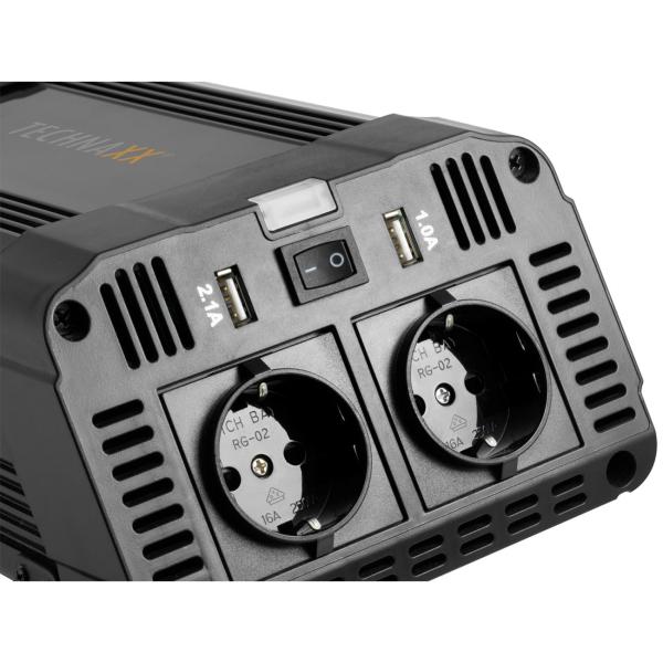 12V auf 230V Wechselrichter, 2x USB-A (3,1A gesamt) – Hochwertiger Spannungswandler, robuste Stromversorgung für unterwegs