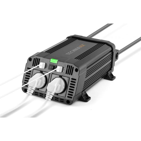 12V auf 230V Wechselrichter, 2x USB-A (3,1A gesamt) – Hochwertiger Spannungswandler, robuste Stromversorgung für unterwegs