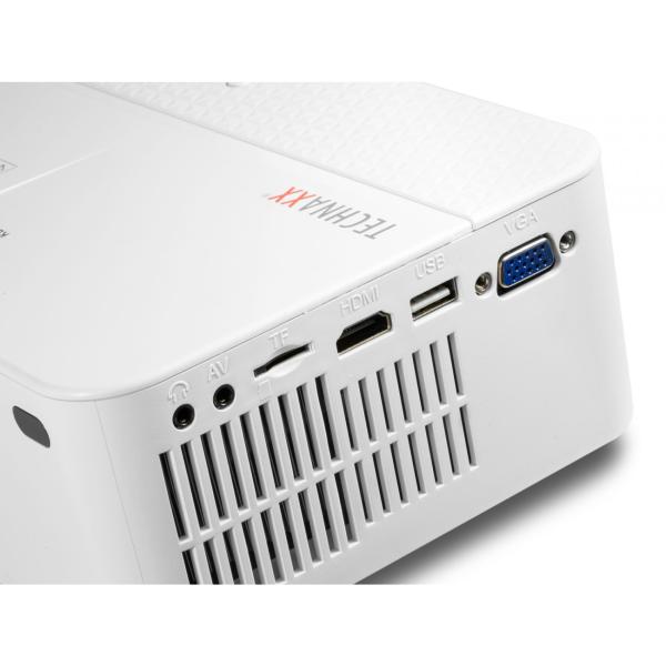 Mini LED HD Beamer mit 1800 Lumen, 40 000 Stunden LED Lebensdauer, inkl. Multimedia Player, Fernbedienung, für Büro, Zuhause, oder auch Outdoor