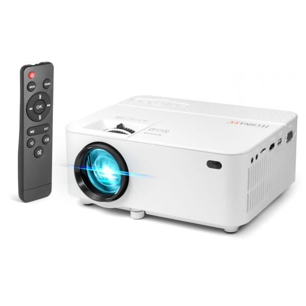Mini LED HD Beamer mit 1800 Lumen, 40 000 Stunden LED Lebensdauer, inkl. Multimedia Player, Fernbedienung, für Büro, Zuhause, oder auch Outdoor