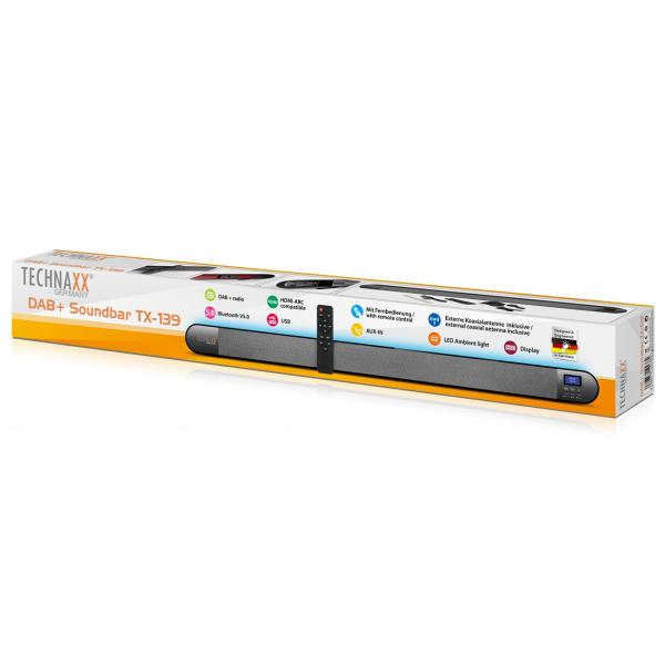 Vielseitige Soundbar mit DAB+ & FM Radio: Bluetooth, HDMI ARC, Optisch, USB & AUX – Perfekter Klang für TV & Musik, maximale Konnektivität