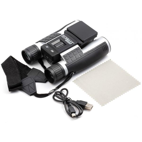 Full-HD Fernglas mit Display, 5 MP, integrierter Akku, 4 fach Zoom, Farbdisplay, Foto- und Videofunktion, mit USB Kabel