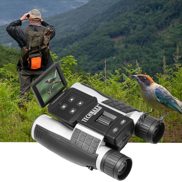 Full-HD Fernglas mit Display, 5 MP, integrierter Akku, 4 fach Zoom, Farbdisplay, Foto- und Videofunktion, mit USB Kabel