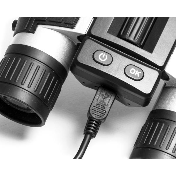 Full-HD Fernglas mit Display, 5 MP, integrierter Akku, 4 fach Zoom, Farbdisplay, Foto- und Videofunktion, mit USB Kabel