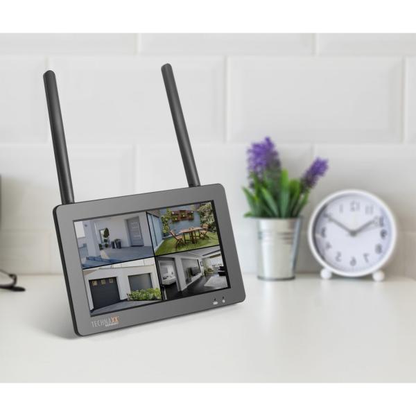 WLAN-Funkkamerasystem mit 7’’ Monitor – Full-HD-Überwachungskamera mit 2-Wege-Audio, Nachtsicht & Live App-Zugriff, IP56