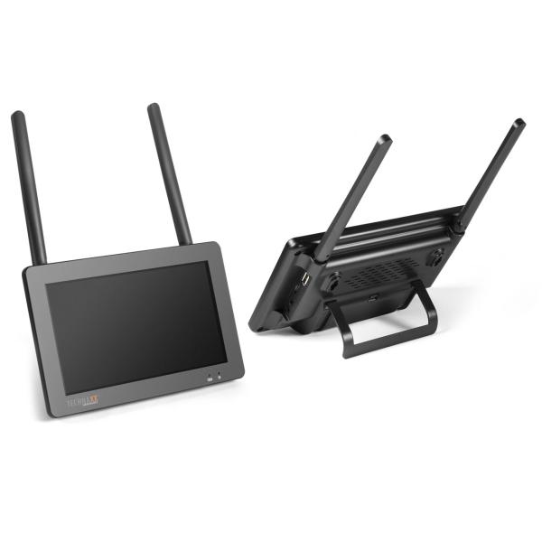 WLAN-Funkkamerasystem mit 7’’ Monitor – Full-HD-Überwachungskamera mit 2-Wege-Audio, Nachtsicht & Live App-Zugriff, IP56