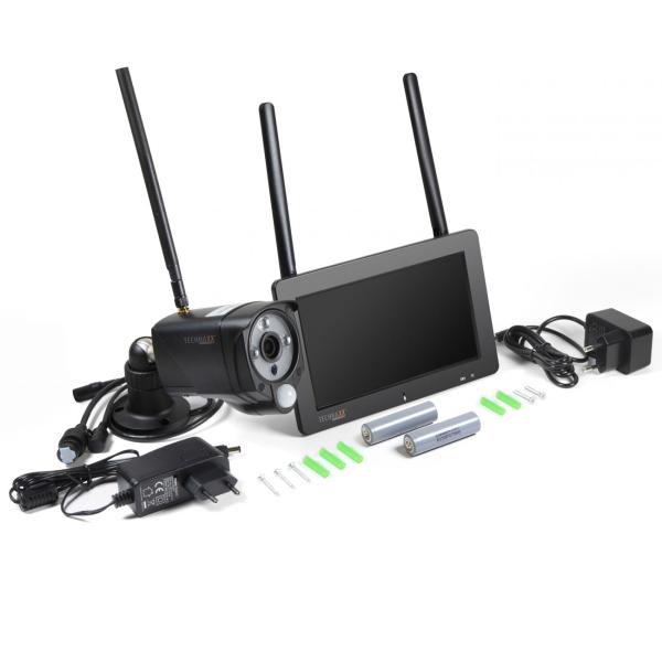 WLAN-Funkkamerasystem mit 7’’ Monitor – Full-HD-Überwachungskamera mit 2-Wege-Audio, Nachtsicht & Live App-Zugriff, IP56