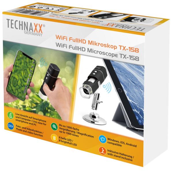 Kabelloses Full-HD-Mikroskop mit WLAN, 1000x Vergrösserung, Akku, Halterung - Foto/Video - Entdecke Details mit optimaler Leistung