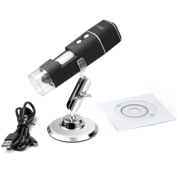 Kabelloses Full-HD-Mikroskop mit WLAN, 1000x Vergrösserung, Akku, Halterung - Foto/Video - Entdecke Details mit optimaler Leistung