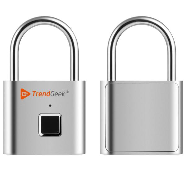 Schlüsselloses Vorhängeschloss (silber) – Fingerabdruck-Zugang für bis zu 10 Personen, Akku-Betrieb – Maximale Sicherheit & Komfort