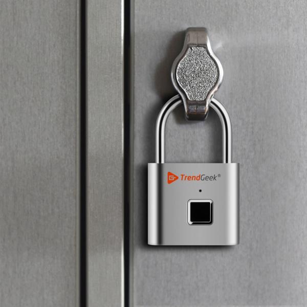 Schlüsselloses Vorhängeschloss (silber) – Fingerabdruck-Zugang für bis zu 10 Personen, Akku-Betrieb – Maximale Sicherheit & Komfort