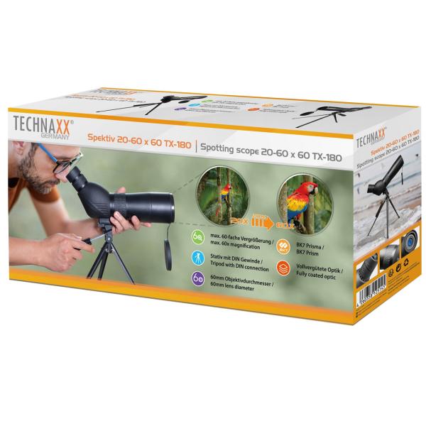 Reisespektiv - 20-60x Zoom für Jagd, Tierbeobachtung & Sport - Tischstativ, 60mm Objektiv, Brillenträger geeignet - 840g, 33x15x7cm