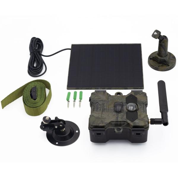 Solar-Wildkamera 4G-LTE mit IR-Nachtsicht – FullHD-Überwachungskamera mit PIR-Bewegungsmelder & App-Zugriff, IP66