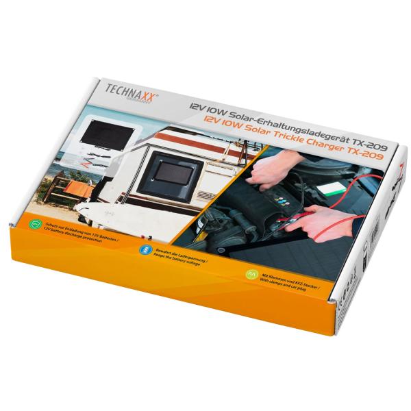 Solar Erhaltungs-Ladegerät für Auto- / PKW-Batterie 12V 10W - Tiefentladeschutz für Wohnmobile & selten genutzte Fahrzeuge - Einfache Montage mit Saugnäpfen