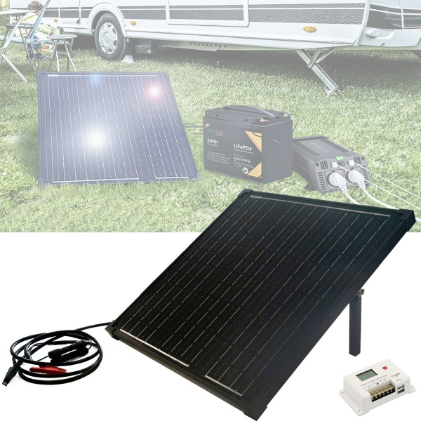 Leistungsstarkes 50W Solarpanel mit 10A USB Laderegler - Monokristallines Solarmodul – Mobile Energie für Camping, Wohnmobil & Garten