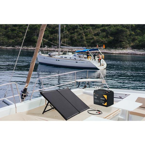 Faltbares Solarpanel, hocheffiziente 18 V & 100 Watt, monokristalline Solarzellen, inkl. Laderegler, 2 USB Anschlüsse, lädt Powerstations und 12/24V Batterien 