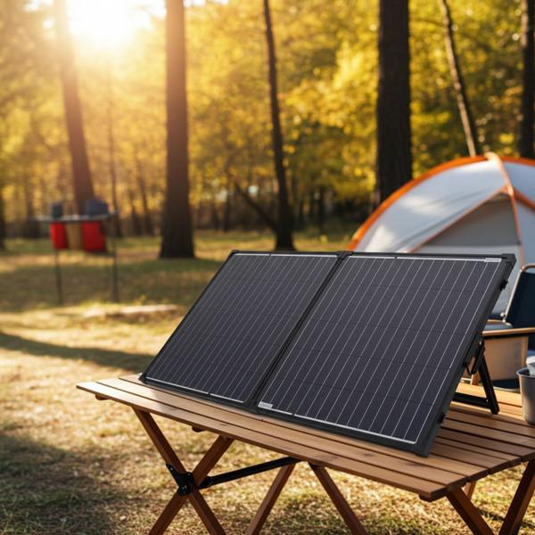 Faltbares Solarpanel, hocheffiziente 18 V & 100 Watt, monokristalline Solarzellen, inkl. Laderegler, 2 USB Anschlüsse, lädt Powerstations und 12/24V Batterien 