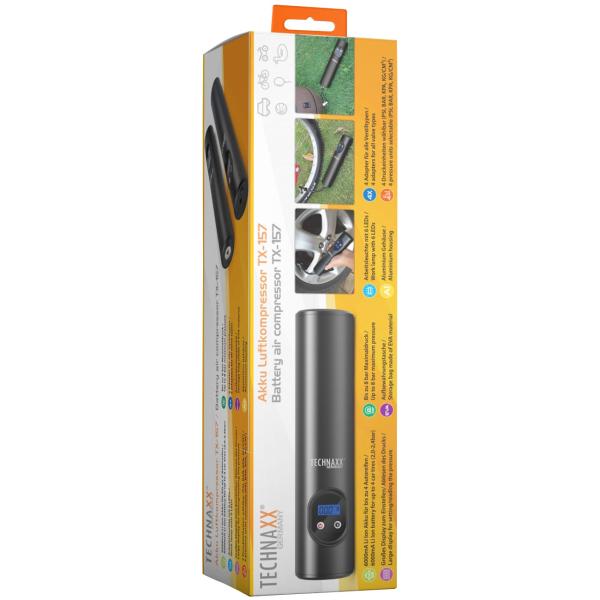 Akku Kompressor Luftpumpe mit starkem 6000mAh Akku - Für Reifen, Bälle uvm. - mit Digital-Anzeige & heller LED Leuchte